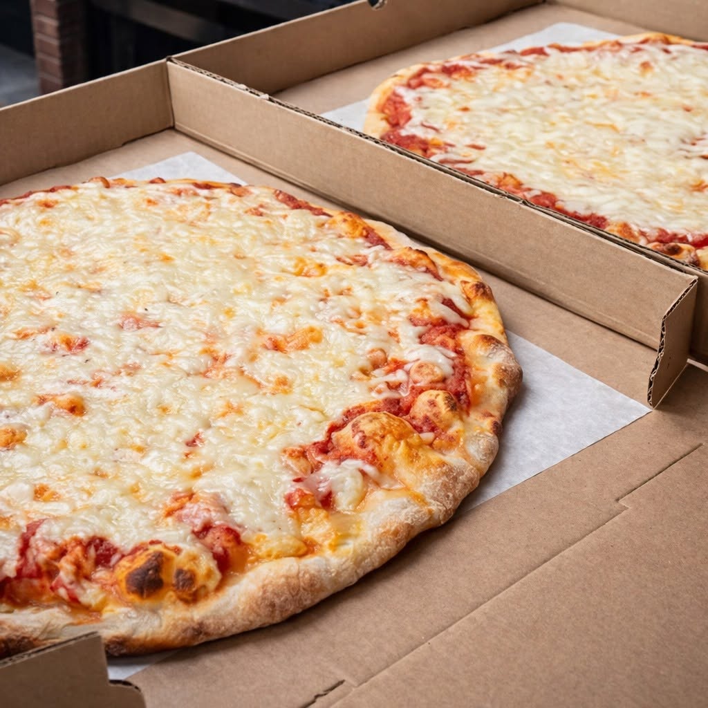 JoJo's everyday deal — two large plain 16-inch cheese pizzas in the box for $24.99